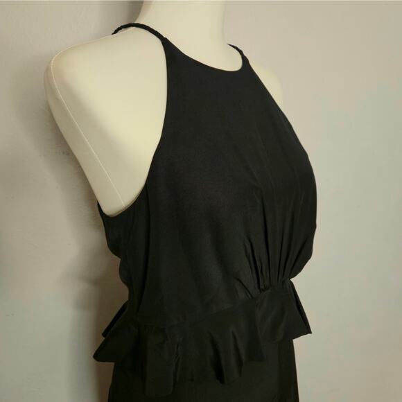 Zimmermann Ruffle Trimmed Silk Crepe De Chine Jumpsuit Size 1/S Black Wide Leg - Picture 7 of 15